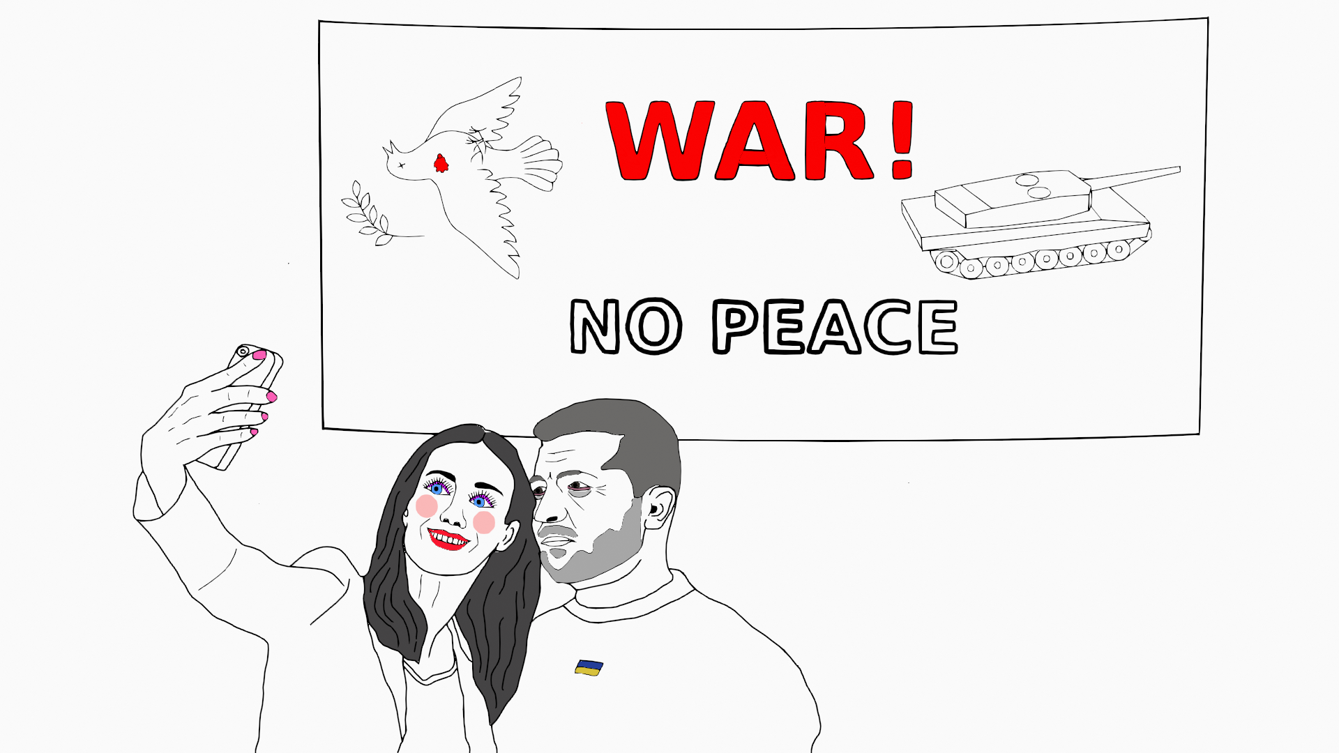 Sannan ja Zelen selfie Kiovan rauhankokouksessa